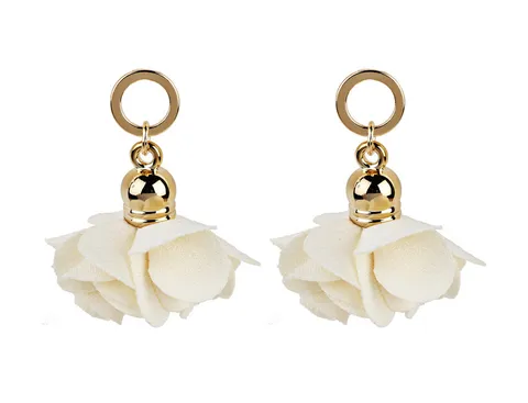 Orecchini a Bottone in Lega con Fiore di Stoffa da Donna Eleganti Petalo Tridimensionale Galvanico Orecchini Floreali Gioielli Regalo