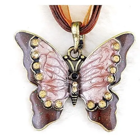 Vintage Legering Vlinder Hanger Ketting Kristal Strass Druppelolie Insect Dier Watergolfketting Choker Cadeau Voor Vrouwen Sieraden