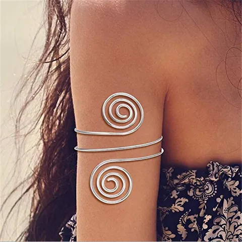 Mode Legering Meerlaagse Spiraal Armband Overdreven Geometrische Bovenarmband Voor Vrouwen Dansfeest Lichaamssieraden
