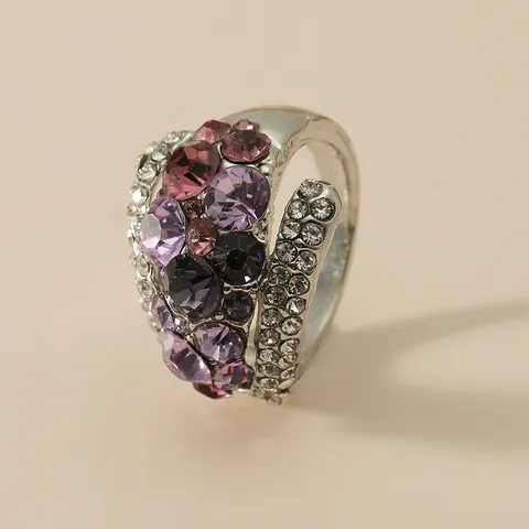 Overdreven Chique Kleurrijke Strass Legering Cluster Ring Voor Vrouwen Sparkly Statement Ring Party Sieraden Cadeau