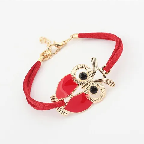 Vintage Legering Kunstparel Uil Bedelarmband Voor Vrouwen Koreaanse Mode Emaille Verstelbare Touw Ketting Armband Sieraden Cadeau
