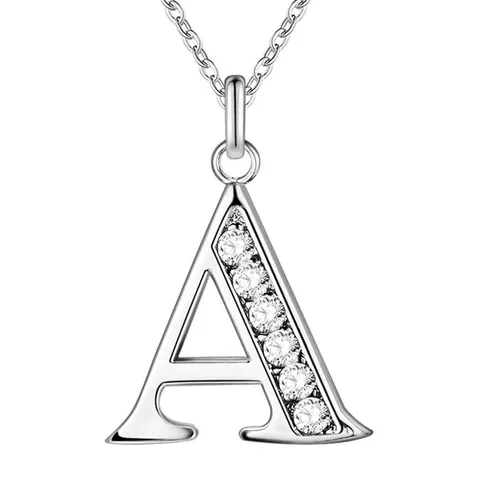 Mode Legering Initiële Letter Ketting Voor Vrouwen Zilver Strass Alfabet Hanger Ketting Watergolf Ketting Sieraden Cadeau