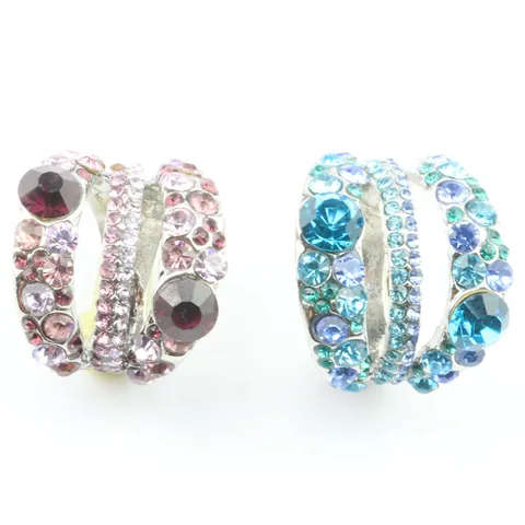 Westerse Stijl Gekleurde Strass Holle Ring Voor Vrouwen Legering Ingelegde Kristallen Grote Statement Ring Sieraden
