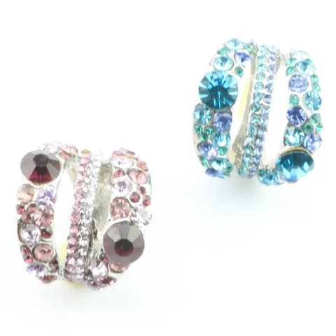 Westerse Stijl Gekleurde Strass Holle Ring Voor Vrouwen Legering Ingelegde Kristallen Grote Statement Ring Sieraden