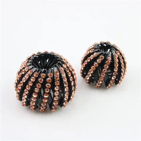 Korean Style Rhinestone Bird Nest Hair Bun Maker Elegant Expandable Ponytail Holder Claw Clip Geometric Resizable Crystal Hair Accessory For Women Daily