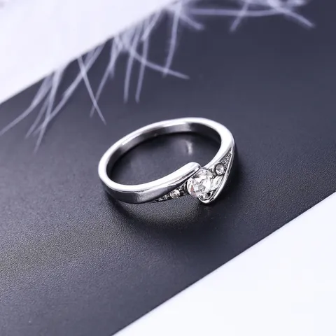 Mode Legering Strass Open Band Kruis Ster Vingerring Verzilverd Fonkelende Kristal Belofte Ring Voor Koppels Vrouwen Mannen Sieraden Cadeau