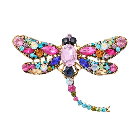 Mode Koreaanse Stijl Legering Strass Libel Broche Volledige Kristal Marquise Ingelegde Dier Broche Voor Vrouwen Huwelijk Feest Sieraden