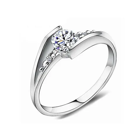 Mode Legering Strass Open Band Kruis Ster Vingerring Verzilverd Fonkelende Kristal Belofte Ring Voor Koppels Vrouwen Mannen Sieraden Cadeau