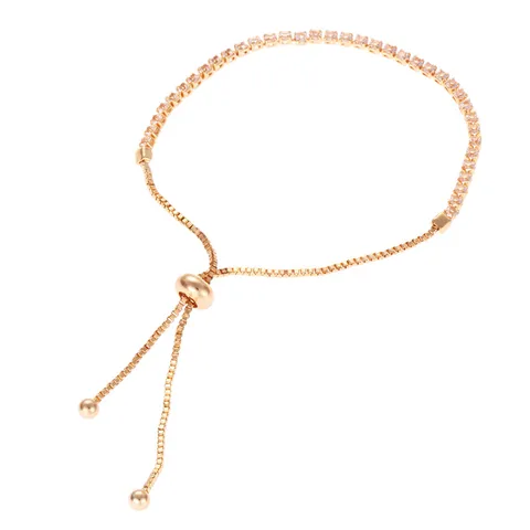Elegante Braccialetto Regolabile in Lega di Strass a Catena Catena Oro Oro Rosa Lucido Cristallo Chiusura Scorrevole Braccialetto da Donna Gioielli Regalo
