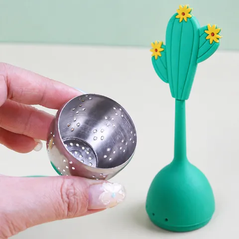 Stainless Steel Silicone Tea Infuser Creative Fruit Plant Shape Tea Strainer Loose Leaf Tea Filter With Drip Tray