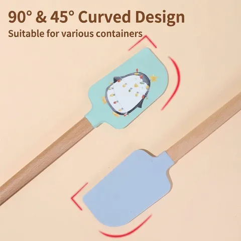 Silicone Spatula Cake Cream Spatula Detachable High Temperature Resistant Wooden Handle Baking Spatula Kitchen Tool