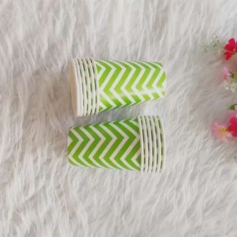 Colorful Wave Disposable Paper Cups Multi-Color Geometric Pattern Tableware For Birthday Party Wedding Event Celebration