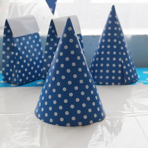 Vaisselle de Fête en Papier Pois Bleus Assiettes Gobelets Serviettes Décorations de Fête d'Anniversaire Ensemble de Vaisselle Jetable