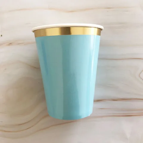 Einweg Pappbecher Goldfolienrand Bunte Kaffeetassen Party Trinkbecher Für Geburtstag Hochzeit Heimbedarf