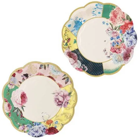 Chinese Style Vintage Floral Disposable Paper Plates Retro Wedding Party Tableware Decorative Paper Dishes For Events