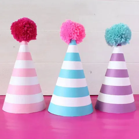 Colorful Striped Paper Party Hats Cone Hats For Kids Adults Birthday Party Celebration Supplies