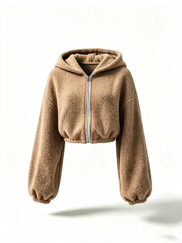 Women Casual Loose Faux Lamb Wool Zip Up Hoodie Jacket Warm Thick Fleece Long Sleeve Sherpa Coat For Autumn Winter Outerwear