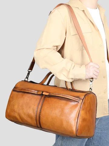 Vintage Echt Lederen Reistas Duffle Bag Heren Waterdichte Grote Capaciteit Zakelijke Bagagetas Casual Tote Bag
