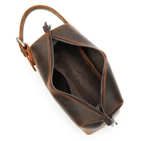 Heren Vintage Echt Lederen Clutch Tas Toplaag Koeienhuid Rits Tas Casual Reizen Handtas Business Portemonnee