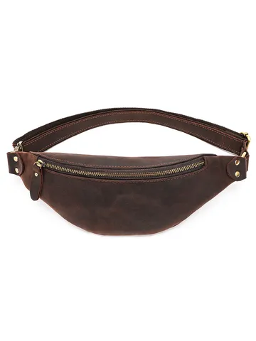 Heren Echt Leer Borsttas Vintage Casual Heuptas Mode Outdoor Reizen Kleine Crossbody Tas Koeienhuid Telefoon Tas