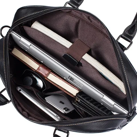 Heren Zakelijke Aktetas Echt Leer Laptop Tas Grote Capaciteit 14 Inch Kantoor