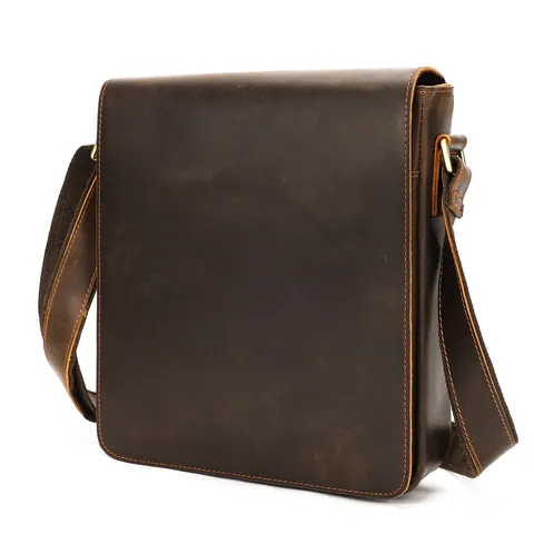 Vintage Echt Lederen Heren Schoudertas Grote Capaciteit Business Casual Schoudertas Retro Ontwerp Meerdere Vakken