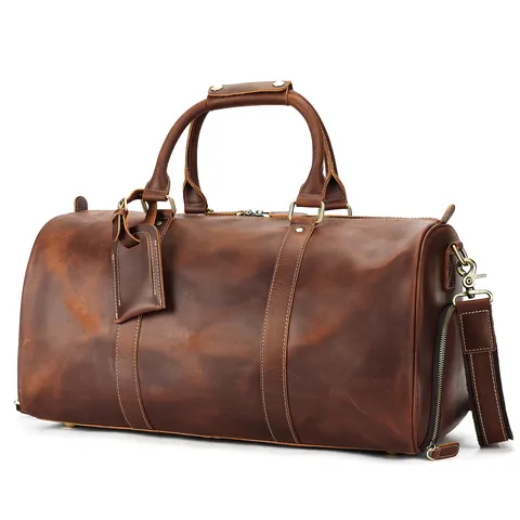 Heren Vintage Echt Lederen Reistas Grote Capaciteit Reiskoffer Tas Casual Zakelijke Rundleer Handtas