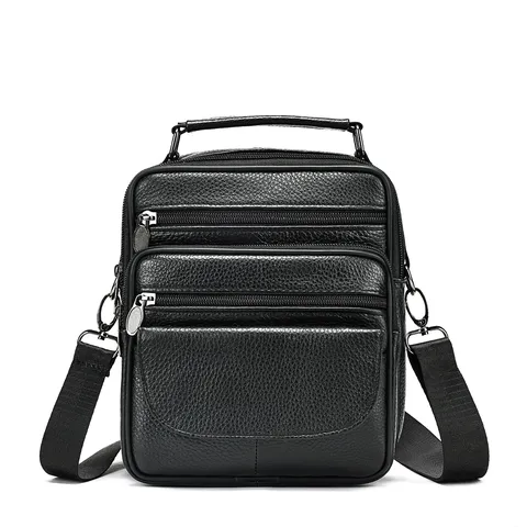 Echt Lederen Heren Schoudertas Zakelijk Pendelen Casual Schoudertas Vintage Zacht Rundleer Kleine Messenger Bag