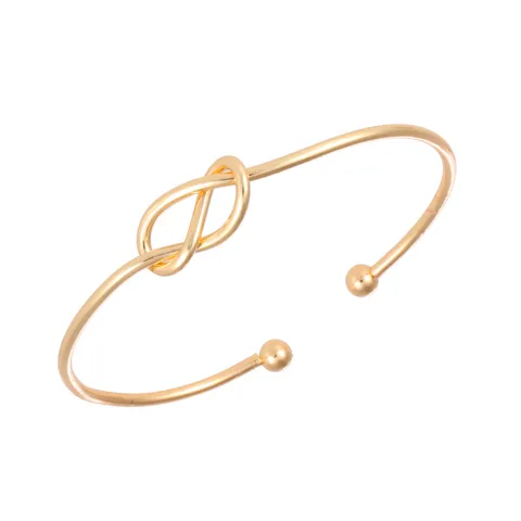 Minimalist Alloy Infinity Knot Open Bangle Bracelet For Women Geometric Adjustable Cuff Bangle Metallic Daily Jewelry Gift