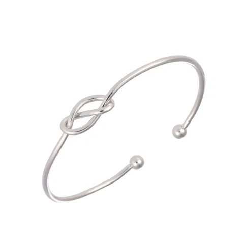 Minimalist Alloy Infinity Knot Open Bangle Bracelet For Women Geometric Adjustable Cuff Bangle Metallic Daily Jewelry Gift
