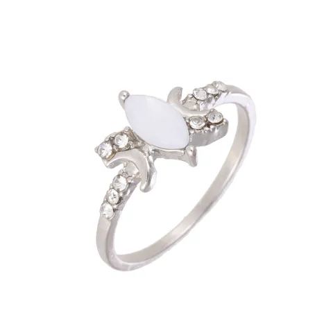 Vintage Alloy Rhinestone Moon Ring For Women Statement Marquise Opal Faux Opal Inlaid Western Geometric Rings Fashion Party Jewelry Gift