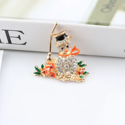 Mode Weihnachten Schneemann Legierung Brosche Bunte Emaille Strass Abzeichen Festive Blume Kleidung Revers Nadeln Schmuck Geschenke Für Party