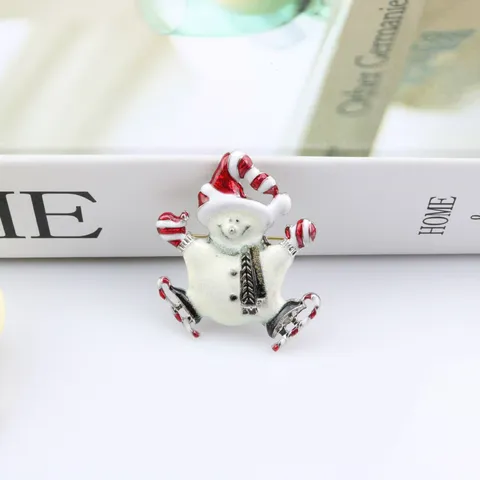 Broche de Bonhomme de Neige de Noël en Alliage Émail Paillettes Mode Simple Badge Créatif Mignon de Costume de Fête Cadeau Festif d'Hiver pour Femmes