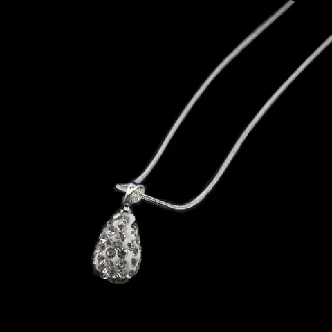 Euro-American Style Alloy Teardrop Pendant Necklace Shiny Rhinestone Disco Ball Snake Chain Charm Necklaces For Women Party Jewelry Gift
