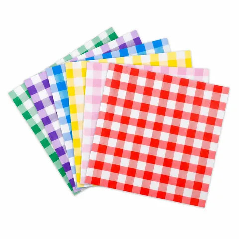 Disposable Plaid Napkins Virgin Wood Pulp Gingham Paper Napkins For Party Daily Dining Home Table Decor