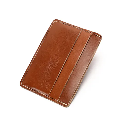 Echt Leder Ultradunne Kaarthouder Minimalistische Vintage Creditcardetui Draagbare Slanke Portemonnee Voor Mannen Vrouwen