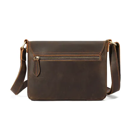 Heren Echte Lederen Crossbody Tas Vintage Rindsleder Schouder Messenger Tas Zakelijk Casual Kleine Vierkante Tas