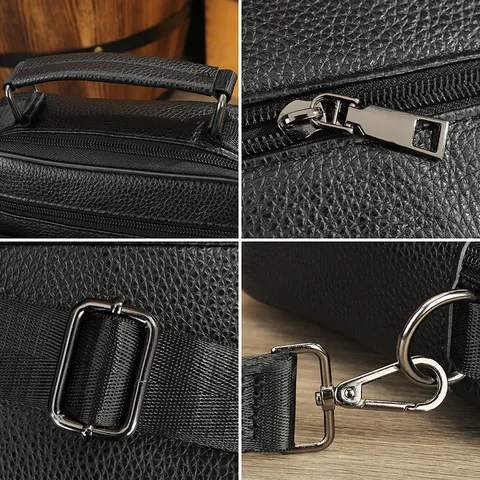 Bolso Bandolera de Cuero Auténtico para Hombre Negocios Casual Crossbody Bag Commuter Cuero de Vaca Mensajero