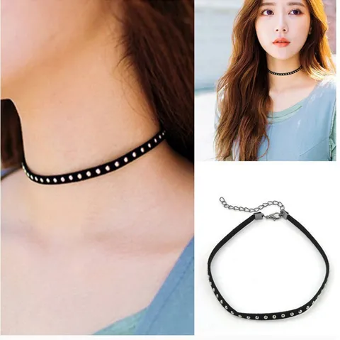 Retro Punk Alloy Rivet Choker Necklace For Women Vintage Gothic Studded Collar Neckband Party Club Fashion Jewelry Gift