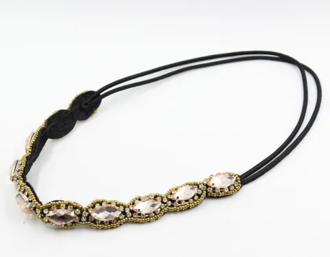 Handgemaakte Kralen Strass Marquise Kristal Bruids Hoofdband Roze Edelsteen Bruiloft Haarband Accessoires Voor Bruid Vrouwen Sieraden