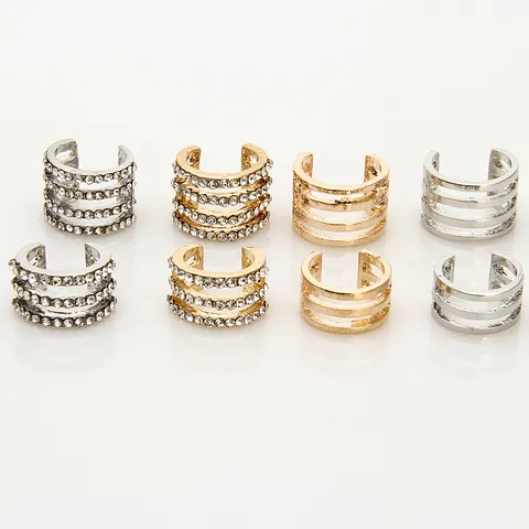 Nieuwe Mode Meerlaagse Strass Knokkel Ringen Voor Vrouwen Legering Goud Zilver Verguld Geometrische Open Gewricht Ring Sieraden Cadeau