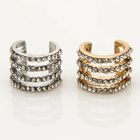 Nieuwe Mode Meerlaagse Strass Knokkel Ringen Voor Vrouwen Legering Goud Zilver Verguld Geometrische Open Gewricht Ring Sieraden Cadeau