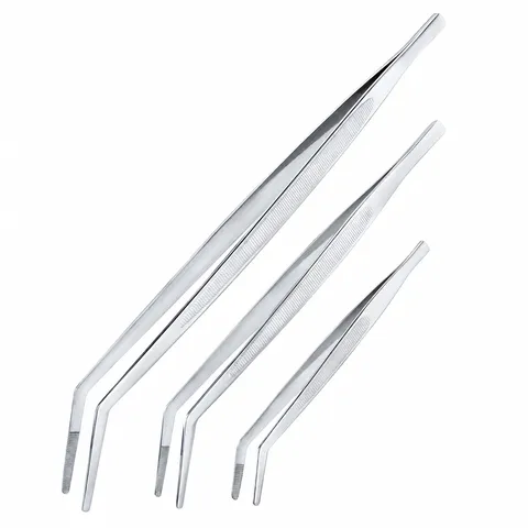 Stainless Steel Curved Tweezers Precision Craft Tool Long Gardening Tweezers Mirror Polished Multipurpose Hand Tool