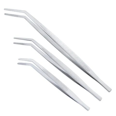 Stainless Steel Curved Tweezers Precision Craft Tool Long Gardening Tweezers Mirror Polished Multipurpose Hand Tool