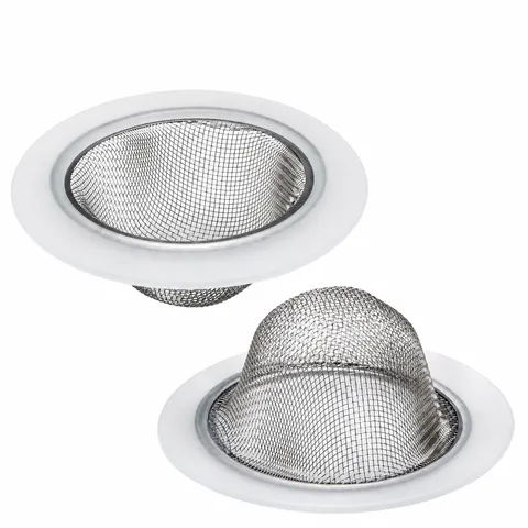 304 Stainless Steel Sink Strainer Kitchen Sink Drain Filter Anti-Clogging Mesh Basket with Plastic Edge