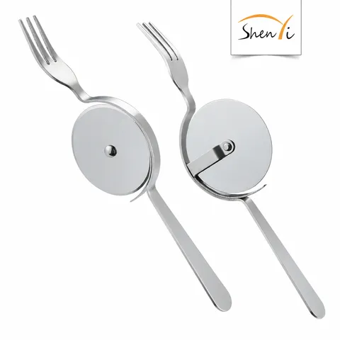 Coupe-Pizza en Acier Inoxydable Avec Fourchette Couteau à Rouleau à Gâteau Multifonctionnel Outil de Cuisine