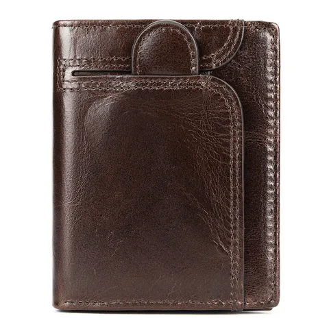 Echt Lederen Heren Portemonnee Vintage RFID Blokkeer Kaarthouder Multifunctioneel Korte Bifold Portemonnee Muntjesbeurs met Rijbewis Vak