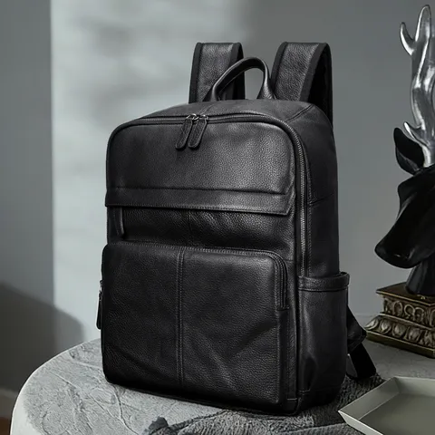 Heren Zakelijke Rugzak Grote Capaciteit Koeienhuid Laptop Tas Reizen
