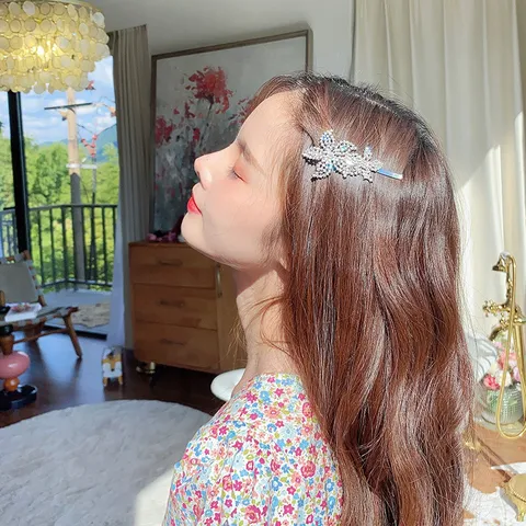 Horquilla de Flor de Estilo Coreano Elegante con Diamantes de Imitación Aleación y Perla Artificial Clip Lateral para Mujer