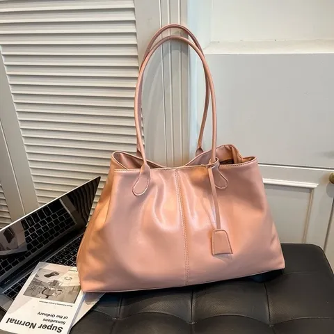 Vintage Minimalistische Tragetasche Mit Großem Fassungsvermögen Für Damen PU Leder Einfarbig Pendler Umhängetasche Handtasche